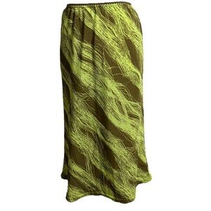 Wanted Vintage Bright Green And Brown Skirt Size Medium USA Made